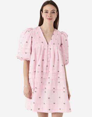 HUNTER BELL Jenkins Dress Pink Blossom puff sleeve floral coquette mini dress M